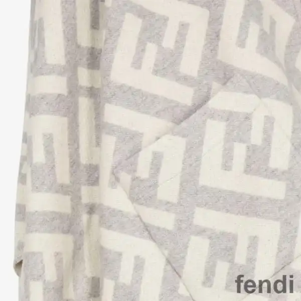 Cheap Fendi Poncho with Hood In FF Motif Cashmere Grey