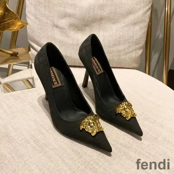 Affordable Fendi Pumps Women Fendace FF Fabric Black