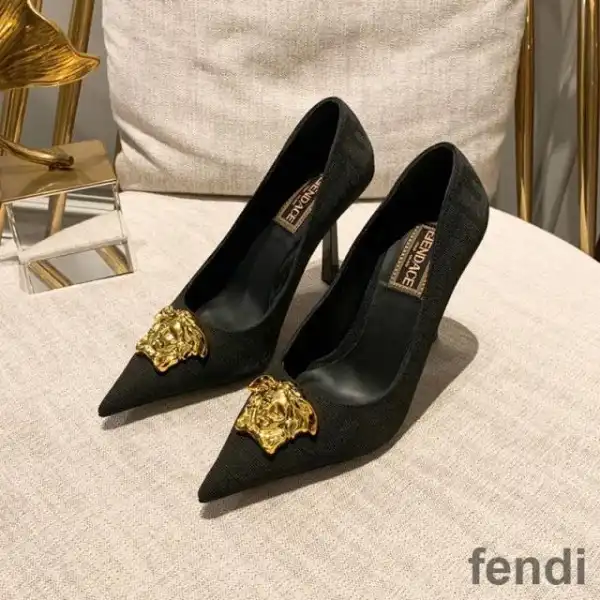 Affordable Fendi Pumps Women Fendace FF Fabric Black