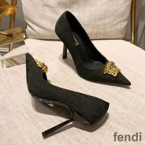 Affordable Fendi Pumps Women Fendace FF Fabric Black