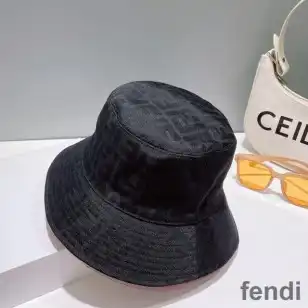 Fendi Reversible Bucket Hat In FF Motif Cotton Black Red