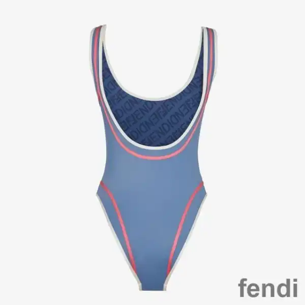 Affordable Fendi Reversible Swimsuit Women Astrology Logo Motif Lycra Blue