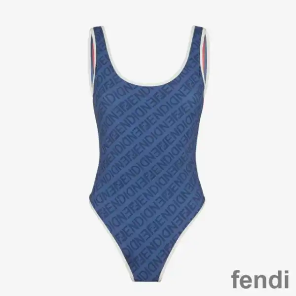 Affordable Fendi Reversible Swimsuit Women Astrology Logo Motif Lycra Blue