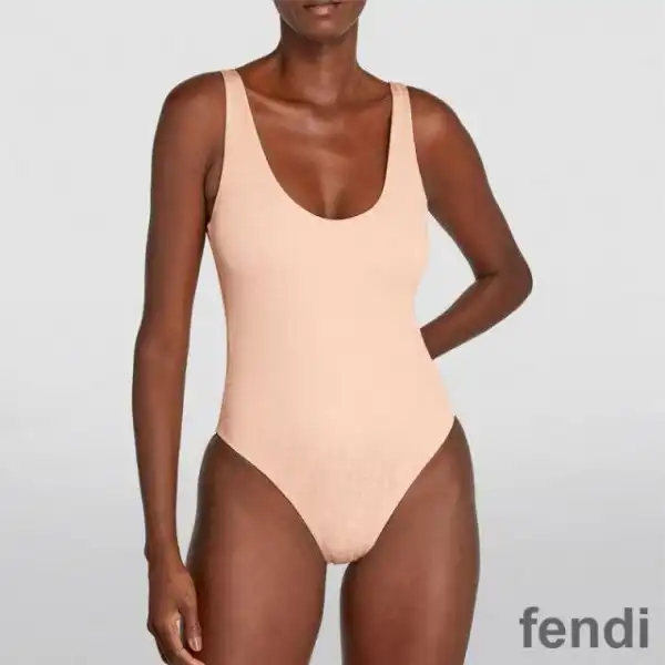 Cheap Fendi Reversible Swimsuit Women FF Motif Lycra Brown Pink