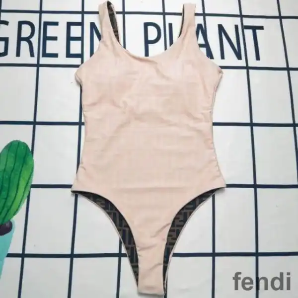 Cheap Fendi Reversible Swimsuit Women FF Motif Lycra Brown Pink