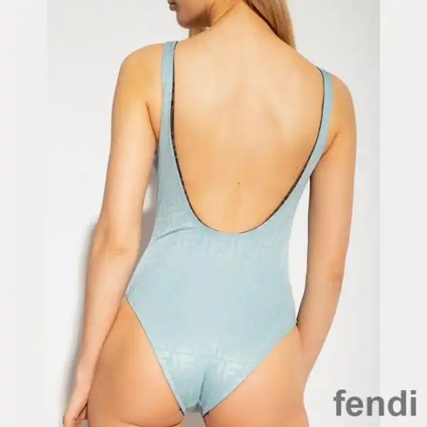 Cheap Fendi Reversible Swimsuit Women FF Motif Lycra Brown Sky Blue