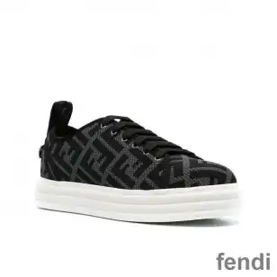 Cheap Fendi Rise Sneakers Women FF Motif Fabric Black