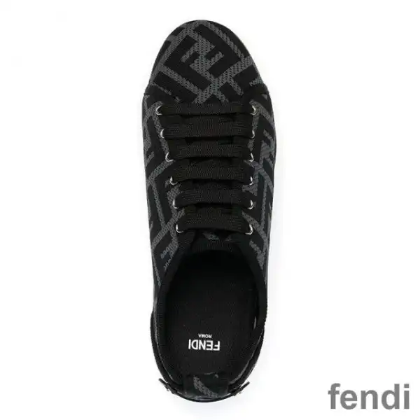 Cheap Fendi Rise Sneakers Women FF Motif Fabric Black