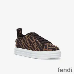 Fendi Rise Sneakers Women FF Motif Fabric Brown