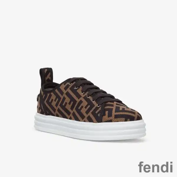 Cheap Fendi Rise Sneakers Women FF Motif Fabric Brown