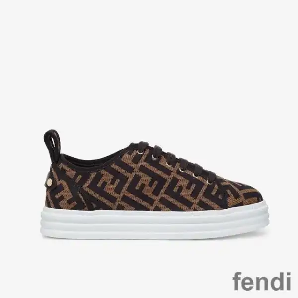 Cheap Fendi Rise Sneakers Women FF Motif Fabric Brown