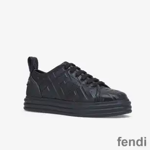 Fendi Rise Sneakers Women FF Motif Nappa Leather Black