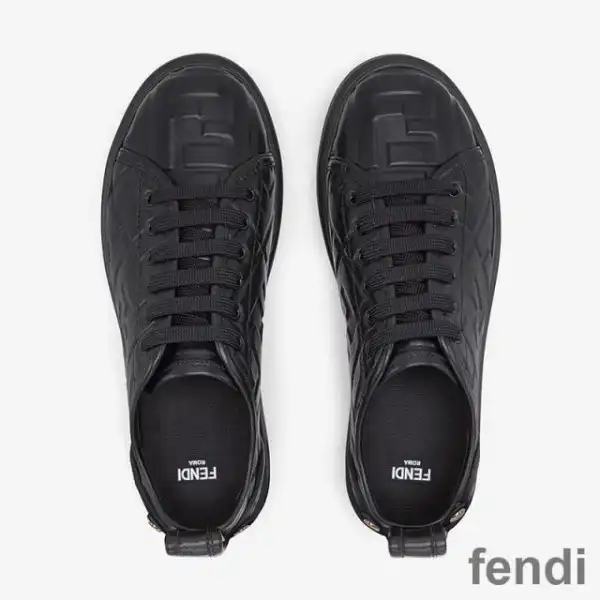 Cheap Fendi Rise Sneakers Women FF Motif Nappa Leather Black