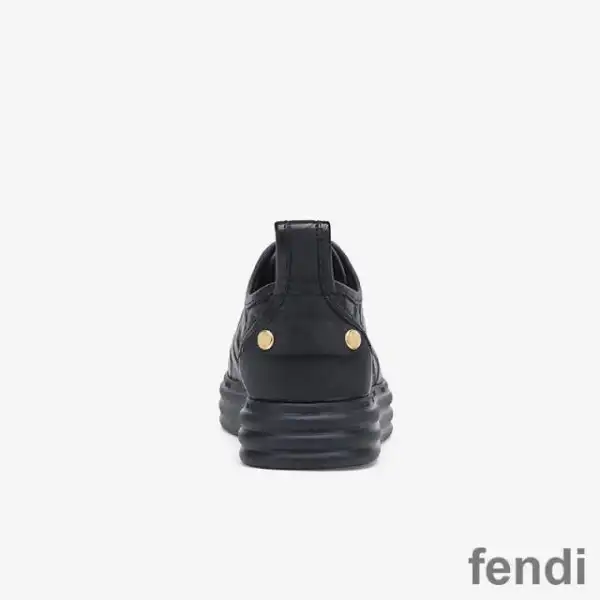 Cheap Fendi Rise Sneakers Women FF Motif Nappa Leather Black