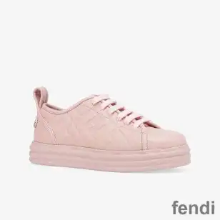 Fendi Rise Sneakers Women FF Motif Nappa Leather Pink