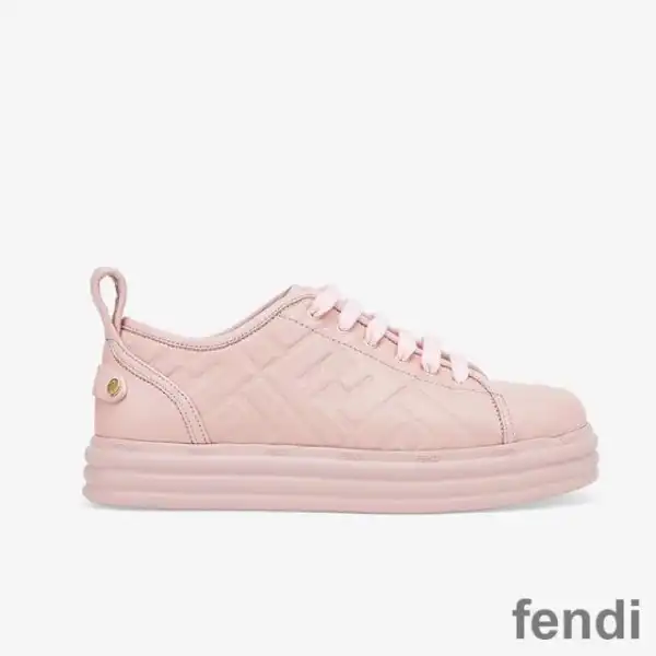 Cheap Fendi Rise Sneakers Women FF Motif Nappa Leather Pink