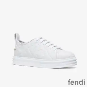 Fendi Rise Sneakers Women FF Motif Nappa Leather White