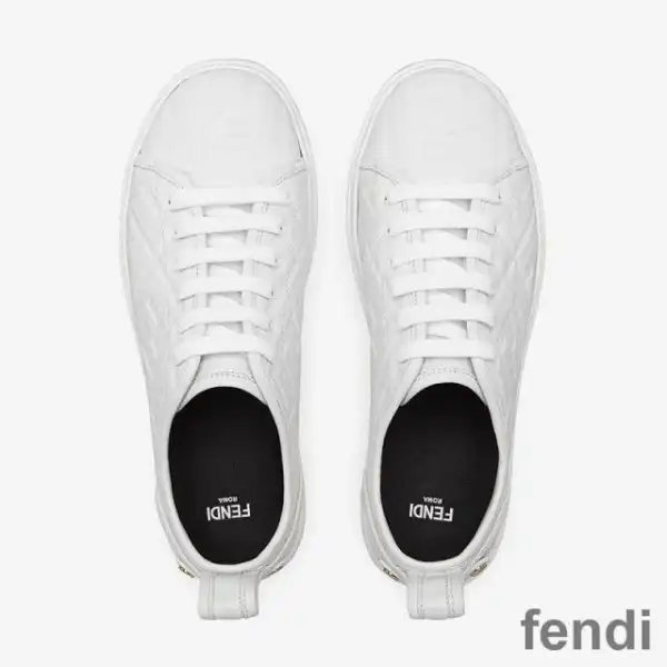 Affordable Fendi Rise Sneakers Women FF Motif Nappa Leather White