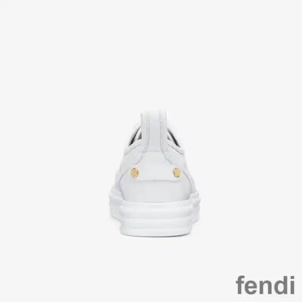 Affordable Fendi Rise Sneakers Women FF Motif Nappa Leather White