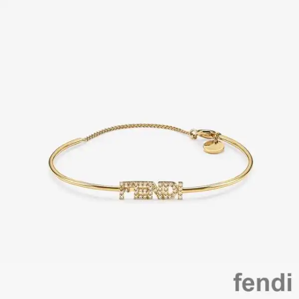 Affordable Fendi Signature Bracelet In Metal with Crystals Gold