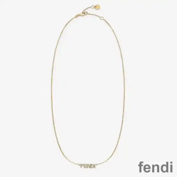 Cheap Fendi Signature Necklace In Crystal Metal Gold