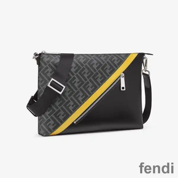 Cheap Fendi Slim Messenger Bag In FF Motif Fabric Black