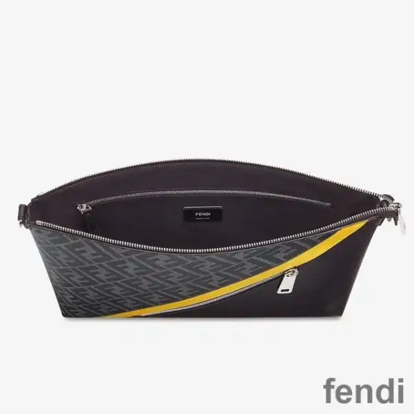 Cheap Fendi Slim Messenger Bag In FF Motif Fabric Black