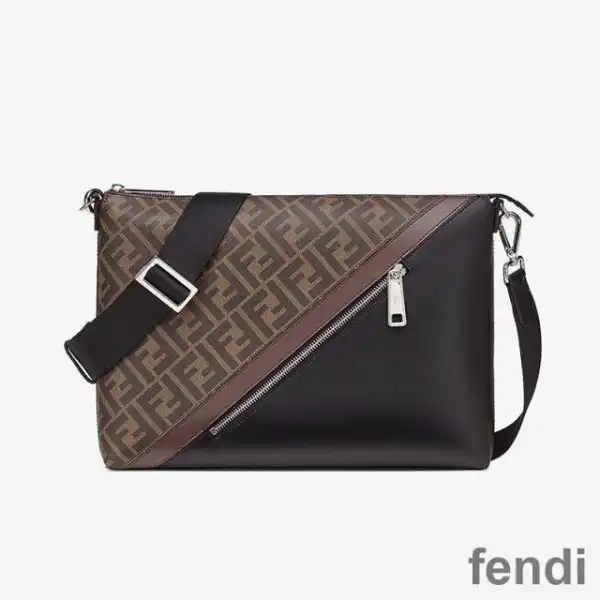 Affordable Fendi Slim Messenger Bag In FF Motif Fabric Brown