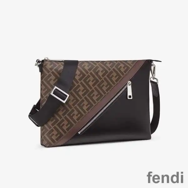 Affordable Fendi Slim Messenger Bag In FF Motif Fabric Brown