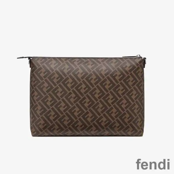 Affordable Fendi Slim Messenger Bag In FF Motif Fabric Brown