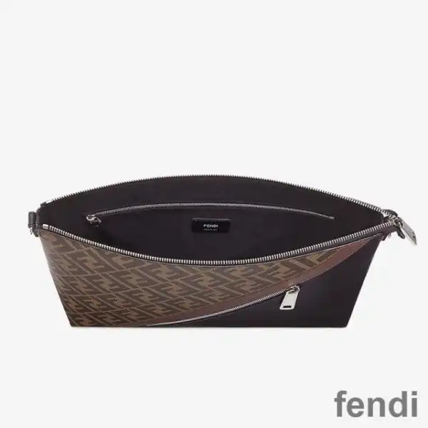 Affordable Fendi Slim Messenger Bag In FF Motif Fabric Brown