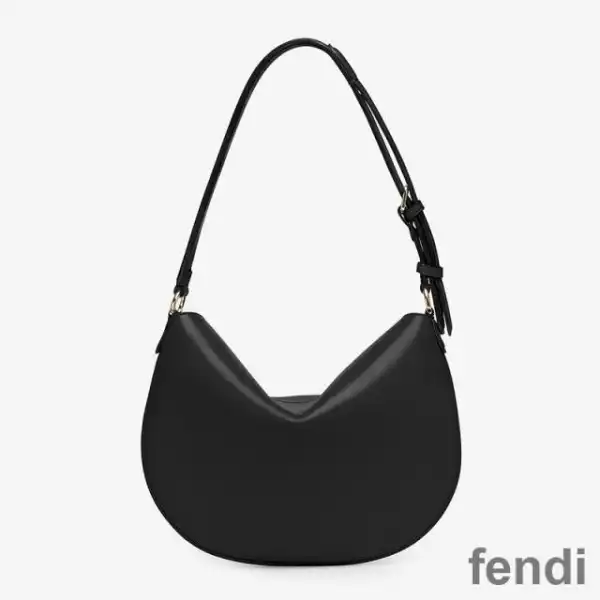 Affordable Fendi Small Croissant Hobo Bag In Calf Leather Black