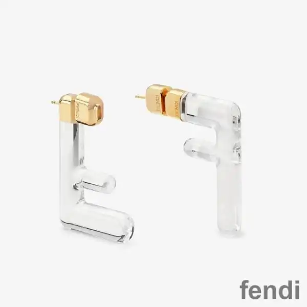 Affordable Fendi Small FF Earrings In Plexiglass Transparent