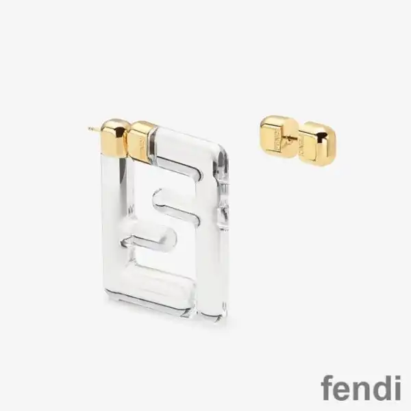 Affordable Fendi Small FF Earrings In Plexiglass Transparent