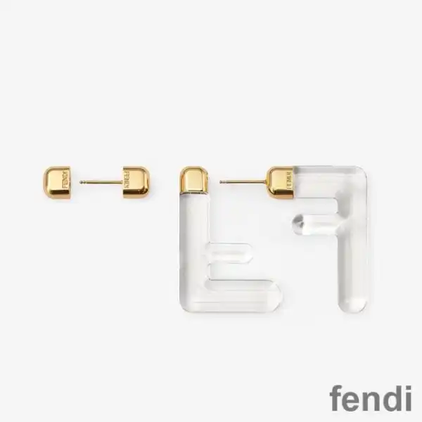 Affordable Fendi Small FF Earrings In Plexiglass Transparent