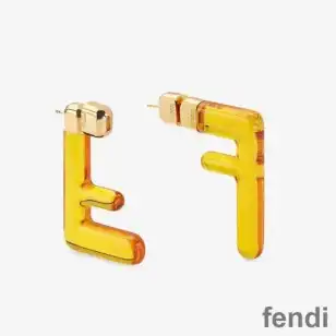 Fendi Small FF Earrings In Plexiglass Yellow