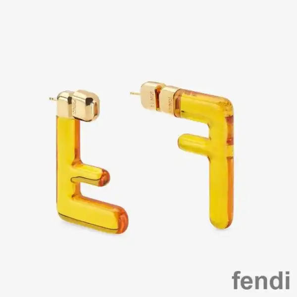 Affordable Fendi Small FF Earrings In Plexiglass Yellow