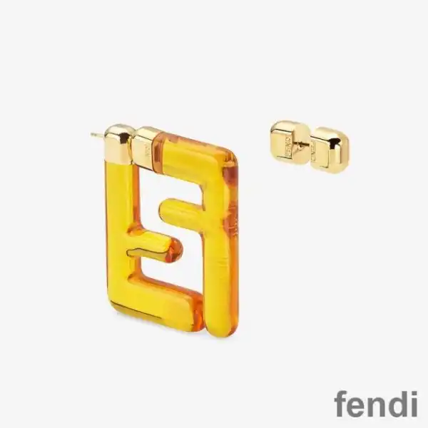 Affordable Fendi Small FF Earrings In Plexiglass Yellow