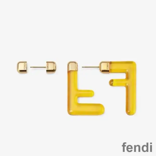 Affordable Fendi Small FF Earrings In Plexiglass Yellow