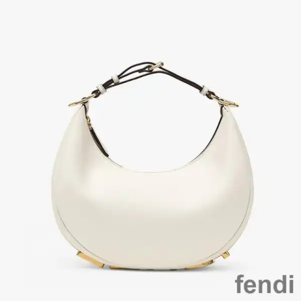 Cheap Fendi Small Fendigraphy Hobo Bag In Calf Leather White