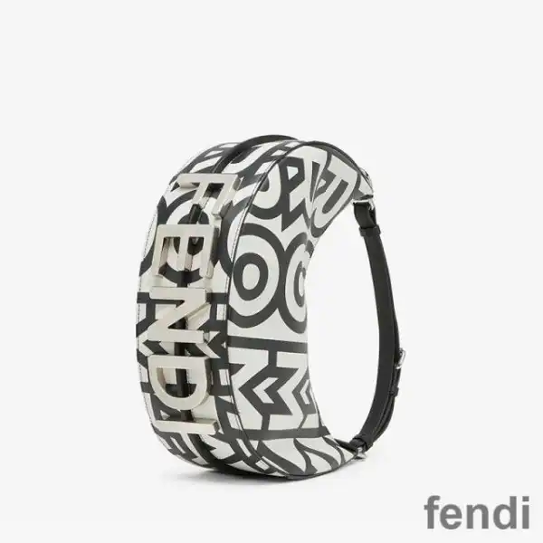 Cheap Fendi Small Fendigraphy Hobo Bag In Fendi Roma Capsule Leather Black White