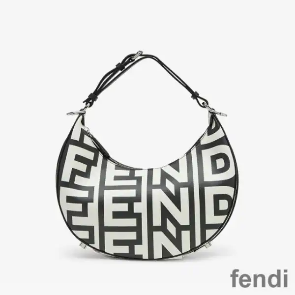 Cheap Fendi Small Fendigraphy Hobo Bag In Fendi Roma Capsule Leather Black White