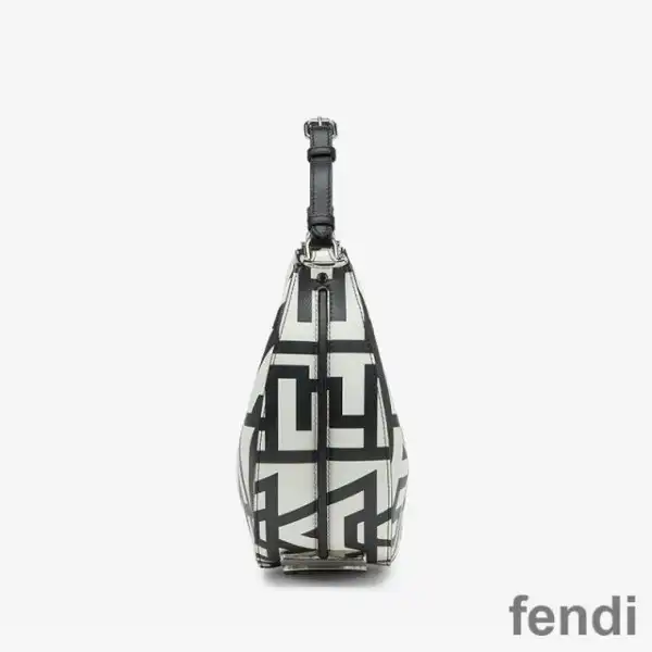 Cheap Fendi Small Fendigraphy Hobo Bag In Fendi Roma Capsule Leather Black White