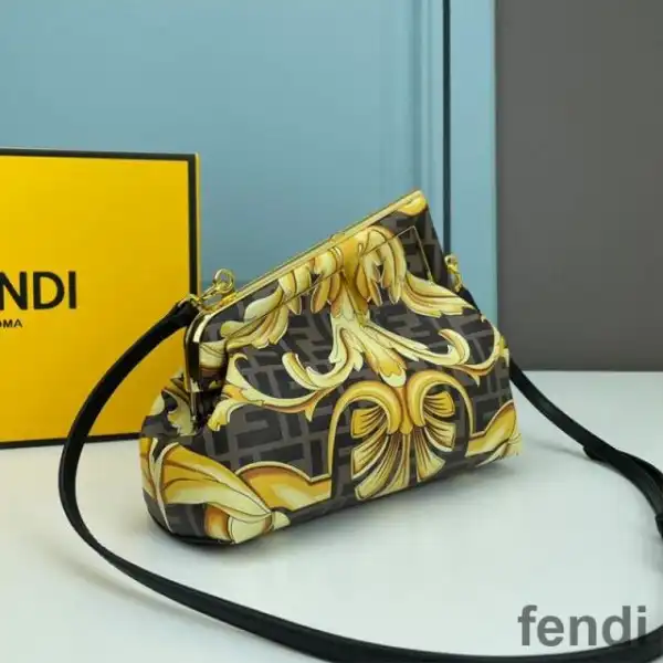 Cheap Fendi Small First Bag In Fendace Baroque Fabric Brown