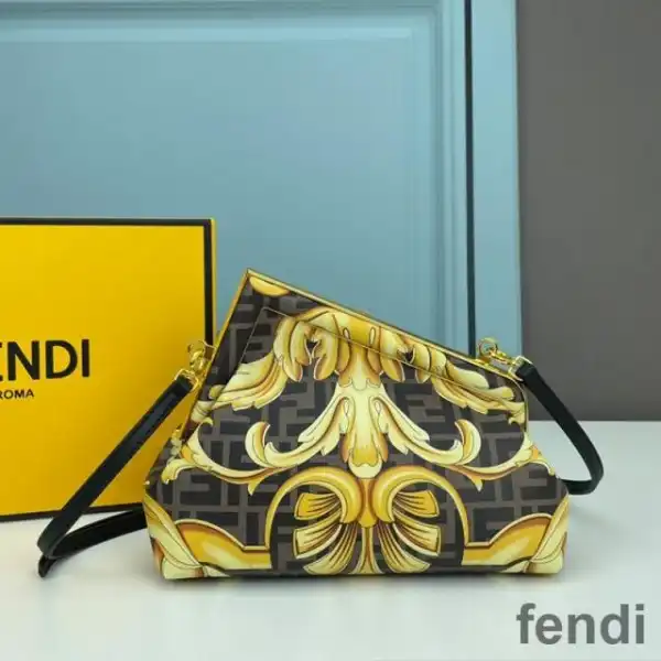 Cheap Fendi Small First Bag In Fendace Baroque Fabric Brown