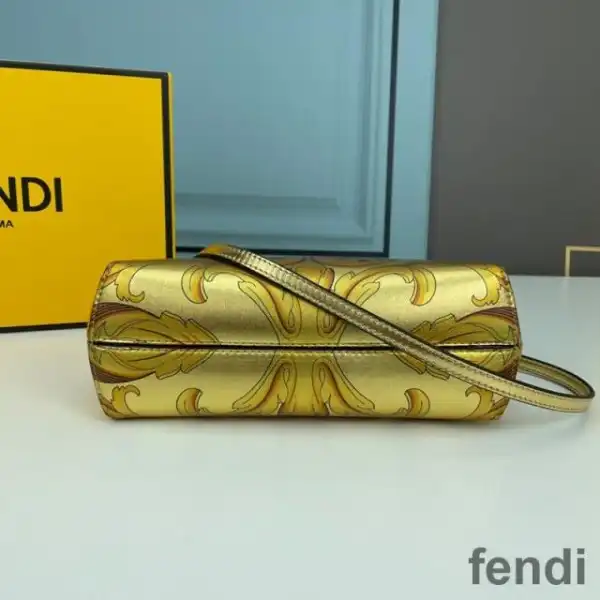 Cheap Fendi Small First Bag In Fendace Baroque Fabric Gold