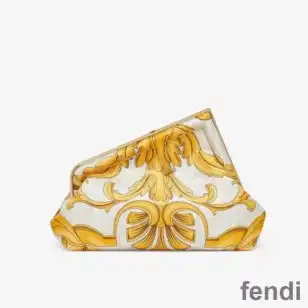 Fendi Small First Bag In Fendace Baroque Fabric White