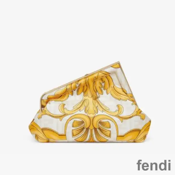 Cheap Fendi Small First Bag In Fendace Baroque Fabric White