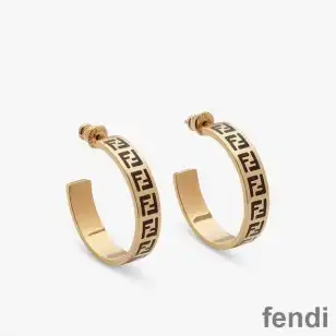 Affordable Fendi Small Forever Hoop Earrings In Enamel Metal Black Gold