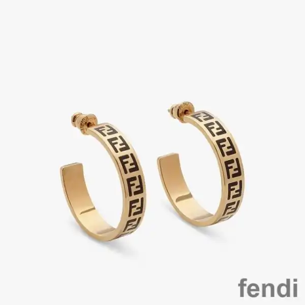 Affordable Fendi Small Forever Hoop Earrings In Enamel Metal Black Gold